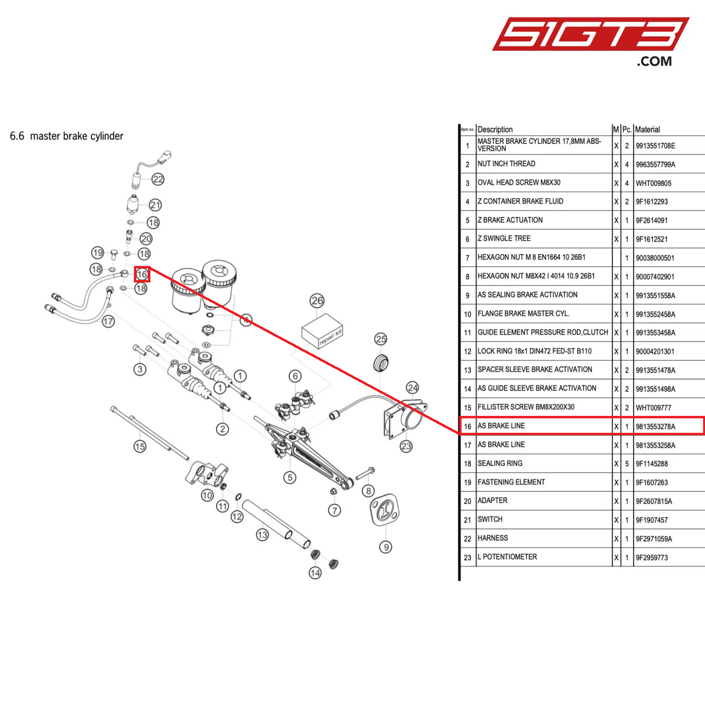 AS BRAKE LINE - 9813553278A [PORSCHE 718 Cayman GT4 RS Clubsport]