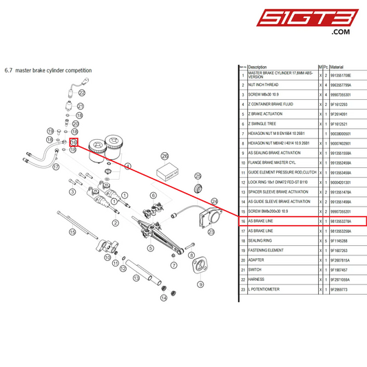 AS BRAKE LINE - 9813553278A [PORSCHE 718 Cayman GT4 Clubsport]