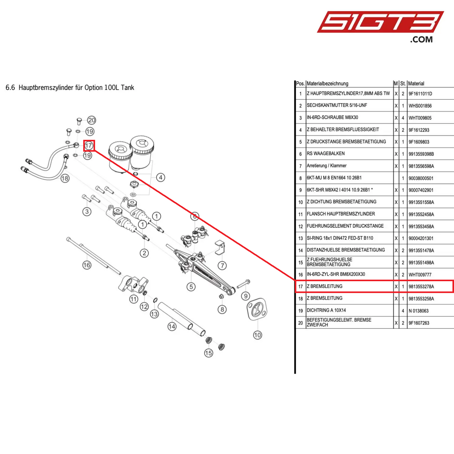 AS BRAKE LINE - 9813553278A [PORSCHE Cayman 981 GT4 Clubsport]