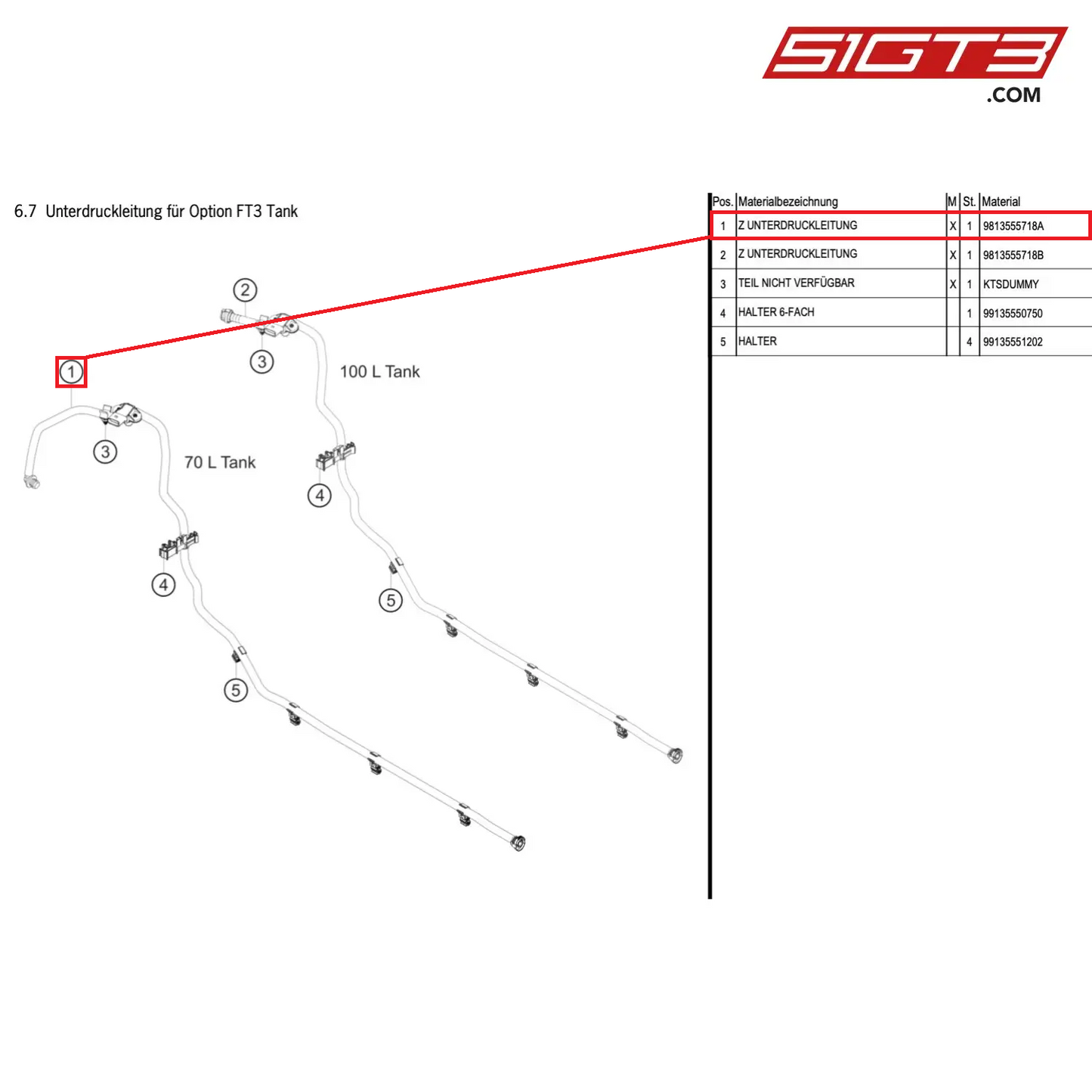 AS VACUUM LINE - 9813555718A [PORSCHE Cayman 981 GT4 Clubsport]