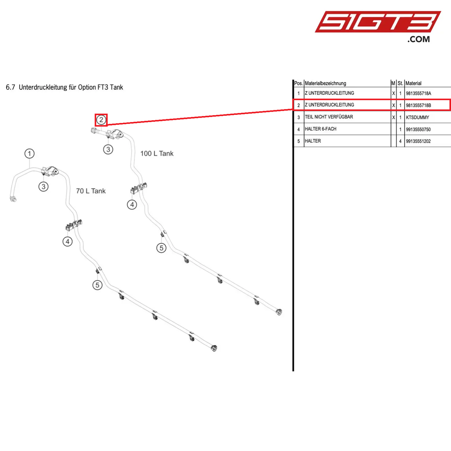 AS VACUUM LINE - 9813555718B [PORSCHE Cayman 981 GT4 Clubsport]