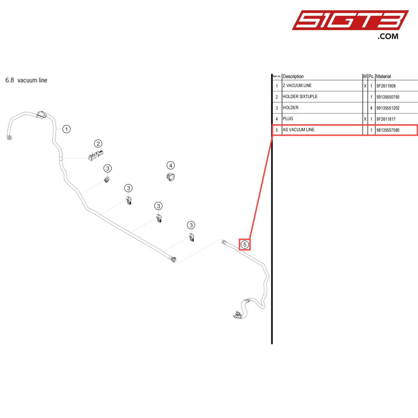 AS VACUUM LINE - 98135557580 [PORSCHE 718 Cayman GT4 Clubsport]