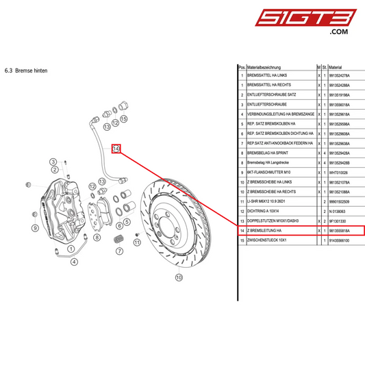 AS BRAKE LINE RA - 9813555818A [PORSCHE Cayman 981 GT4 Clubsport]