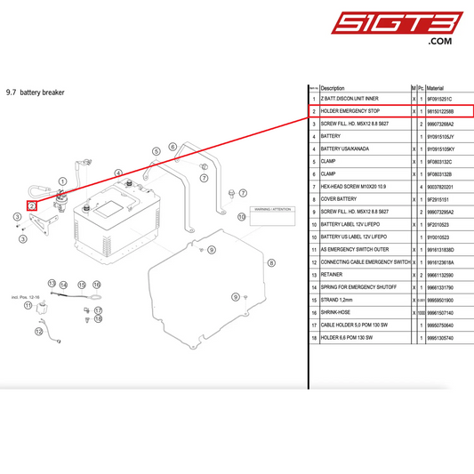 SUPPORT D'ARRÊT D'URGENCE - 9815012258B [PORSCHE 911 GT2 RS Clubsport]