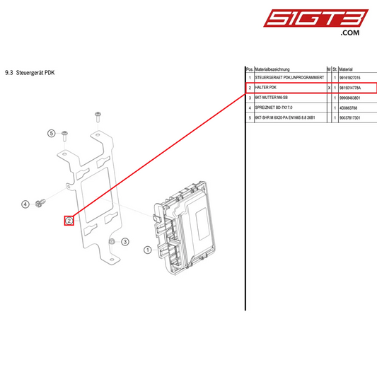 HOLDER PTC - 9815014778A [PORSCHE Cayman 981 GT4 Clubsport]