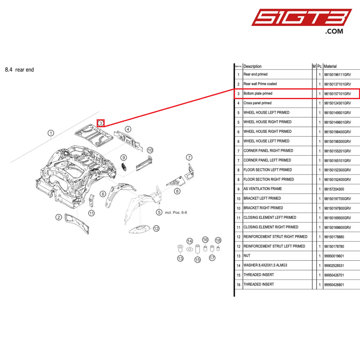 Bottom plate primed - 98150157101GRV [PORSCHE 718 Cayman GT4 RS Clubsport]