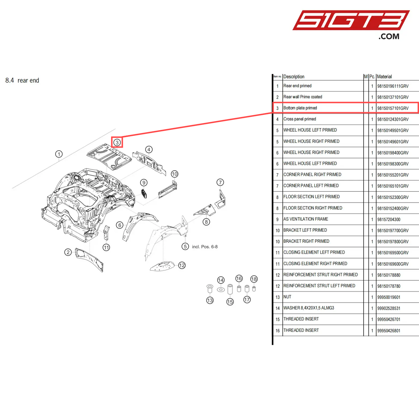 Bottom plate primed - 98150157101GRV [PORSCHE 718 Cayman GT4 Clubsport]