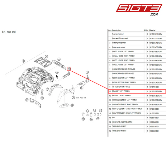 BRACKET LEFT PRIMED - 98150197700GRV [PORSCHE 718 Cayman GT4 Clubsport]