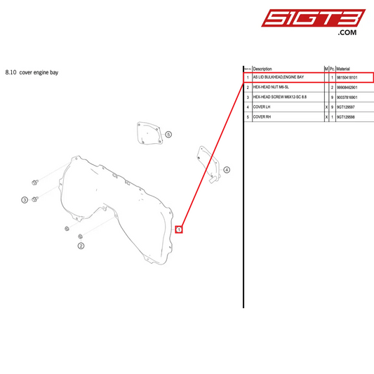 AS LID BULKHEAD,ENGINE BAY - 98150418101 [PORSCHE 718 Cayman GT4 RS Clubsport]