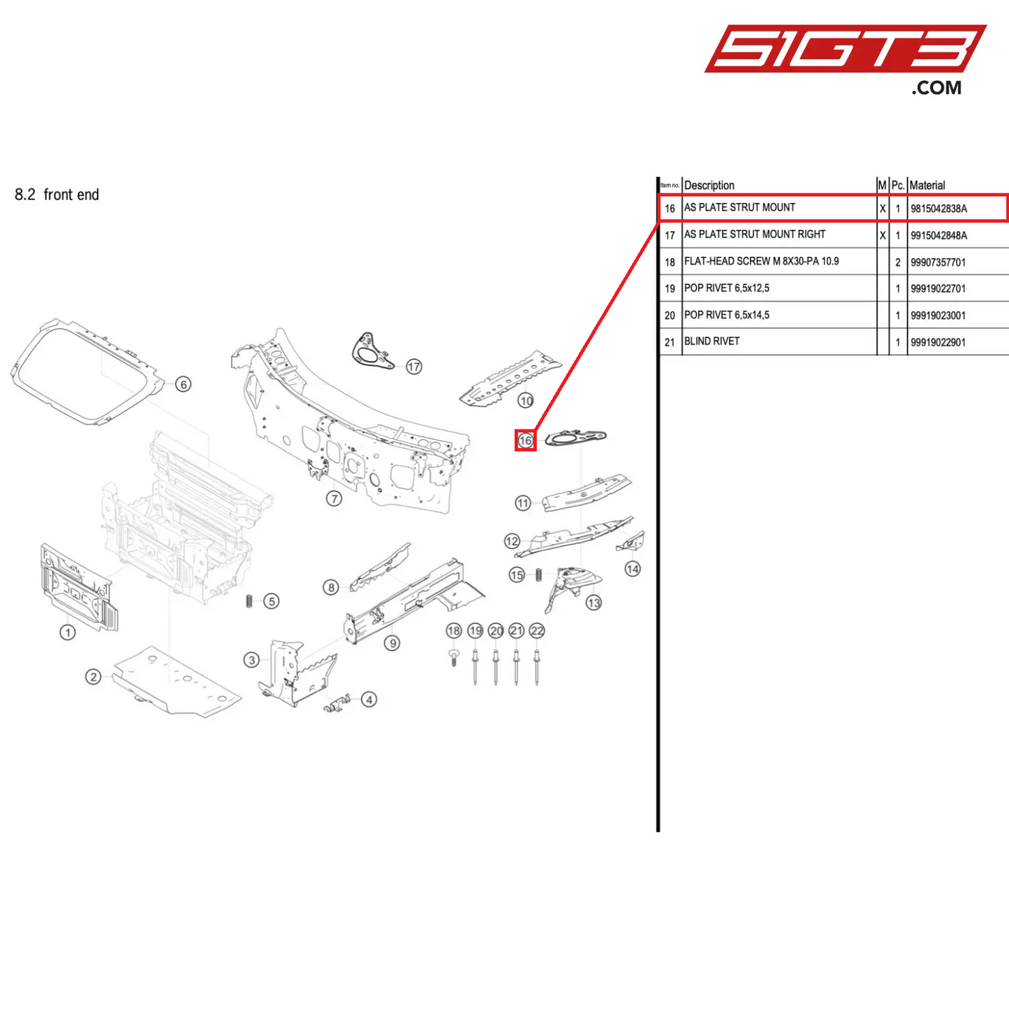 AS PLATE STRUT MOUNT - 9815042838A [PORSCHE 718 Cayman GT4 RS Clubsport]