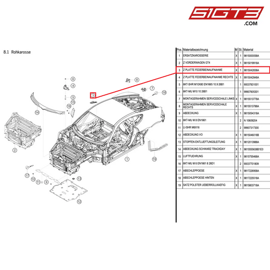 AS PLATE STRUT MOUNT - 9815042838A [PORSCHE Cayman 981 GT4 Clubsport]