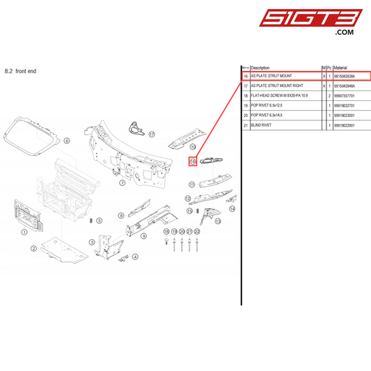 AS PLATE STRUT MOUNT - 9815042838A [PORSCHE 718 Cayman GT4 Clubsport]