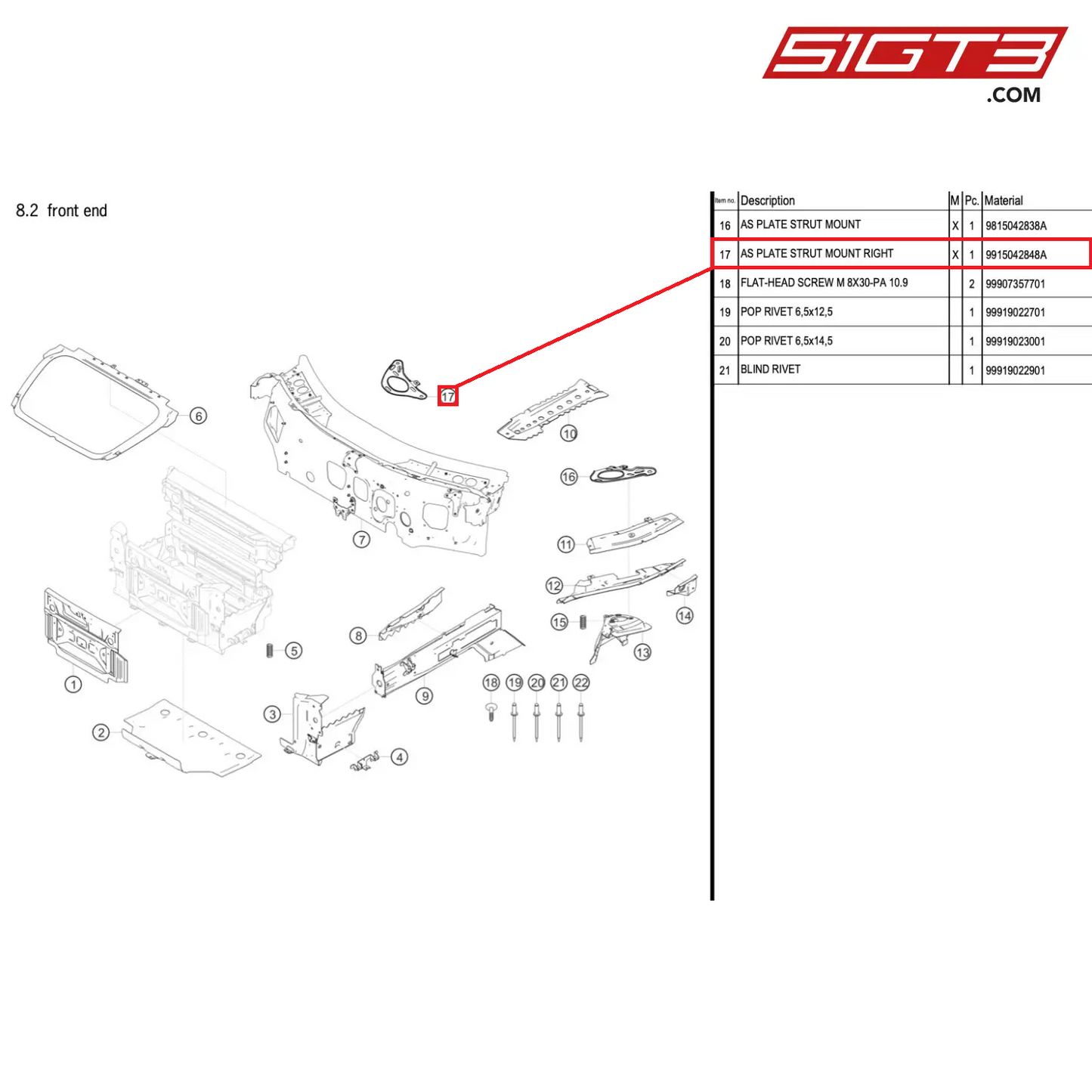 AS PLATE STRUT MOUNT RIGHT - 9915042848A [PORSCHE 718 Cayman GT4 RS Clubsport]