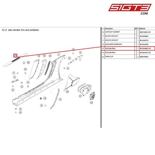 Scuff plate Black - 981504468811 [PORSCHE 718 Cayman GT4 RS Clubsport]