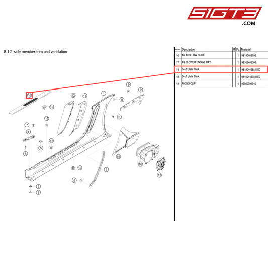 Scuff plate Black - 981504468811E0 [PORSCHE 718 Cayman GT4 Clubsport]