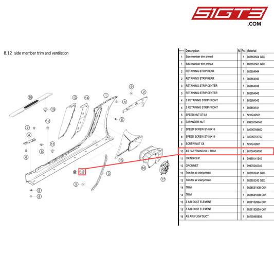 AS FASTENING SILL TRIM - 98150459700 [PORSCHE 718 Cayman GT4 Clubsport]