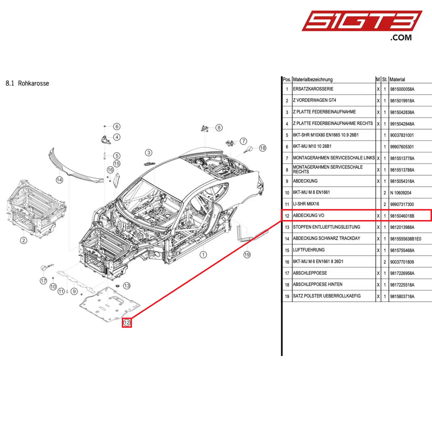 COVERING FRONT - 9815046018B [PORSCHE Cayman 981 GT4 Clubsport]