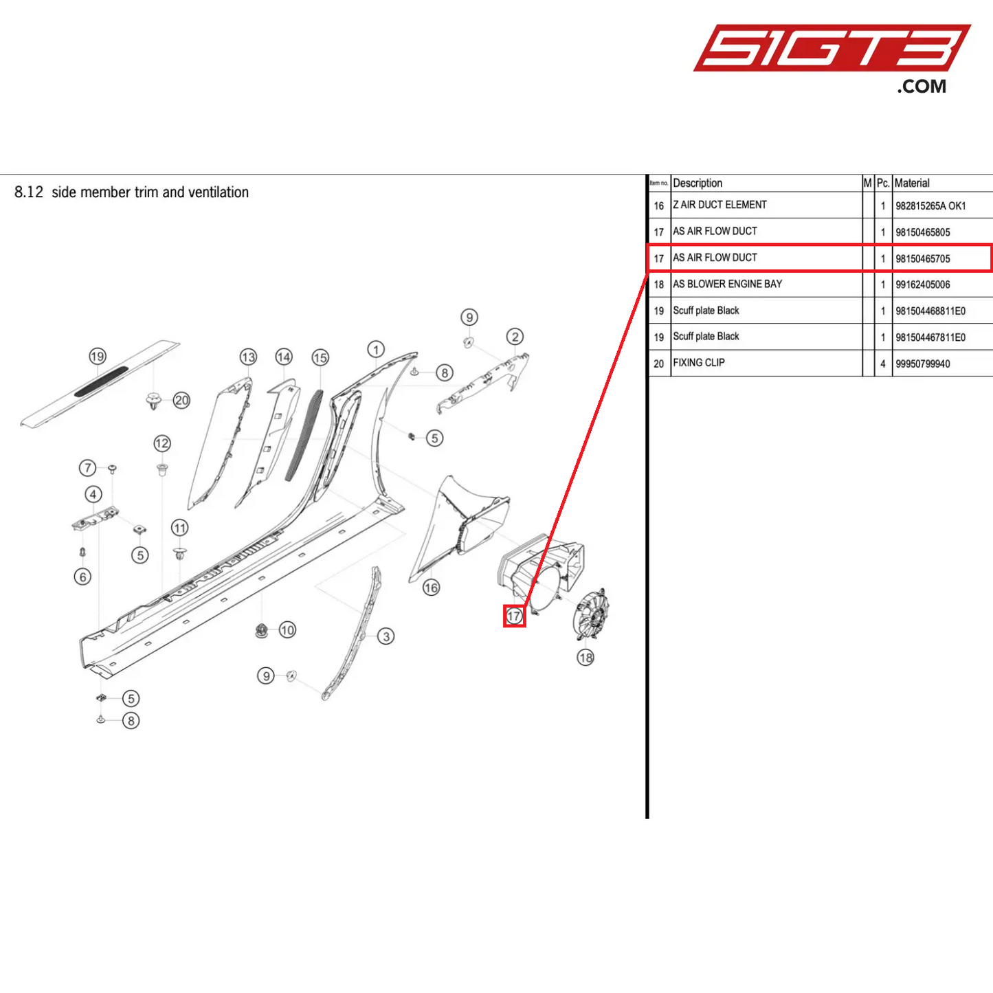 AS AIR FLOW DUCT - 98150465705 [PORSCHE 718 Cayman GT4 RS Clubsport]