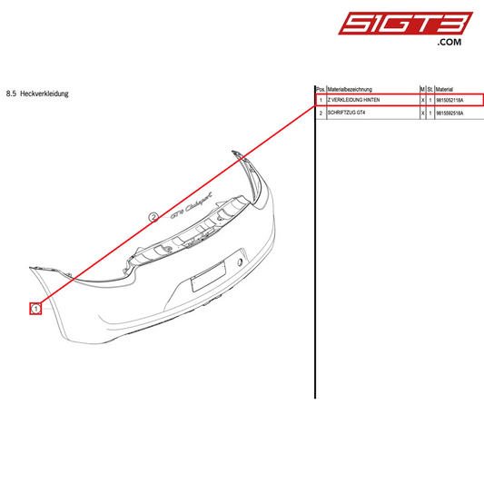 AS COVERING REAR - 9815052118A [PORSCHE Cayman 981 GT4 Clubsport]