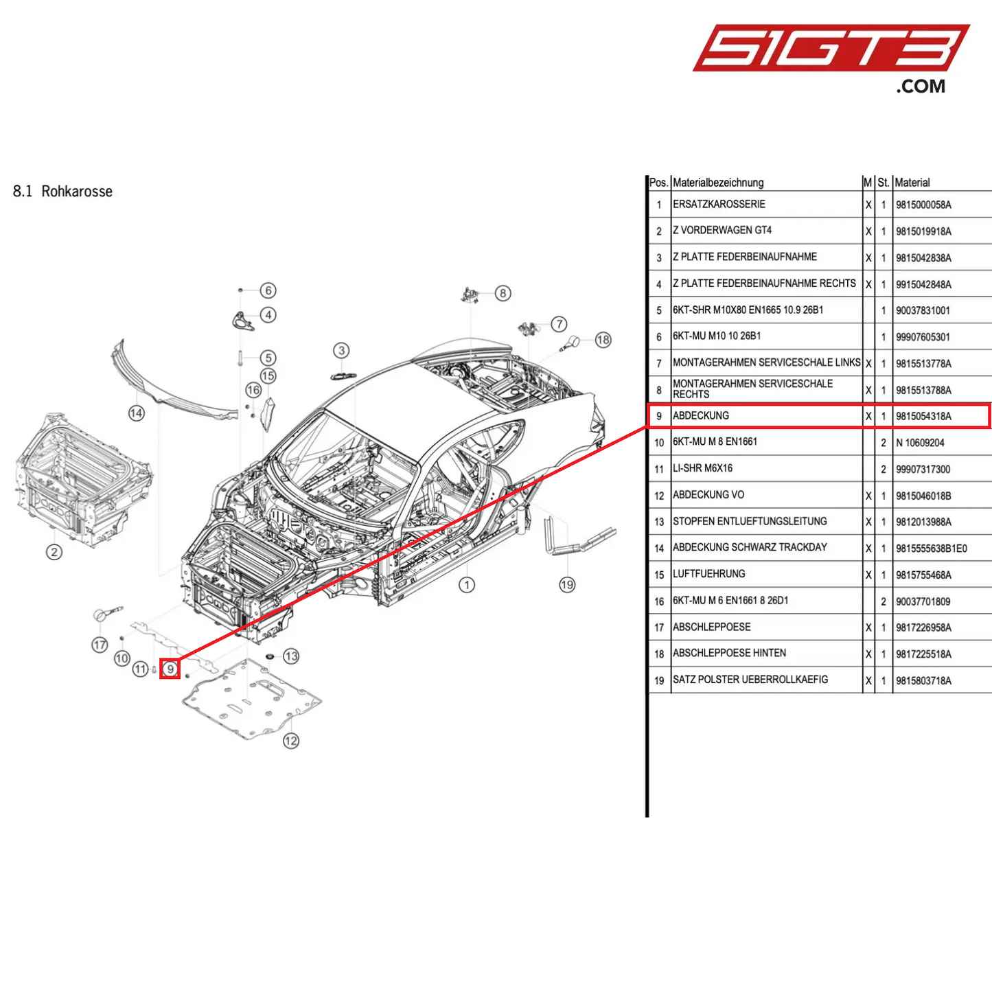 COVERING - 9815054318A [PORSCHE Cayman 981 GT4 Clubsport]