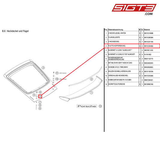 PLATE CASE LID - 9815125438A [PORSCHE Cayman 981 GT4 Clubsport]