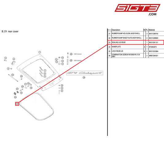 SEALING LID,REAR - 98151261101 [PORSCHE 718 Cayman GT4 Clubsport]