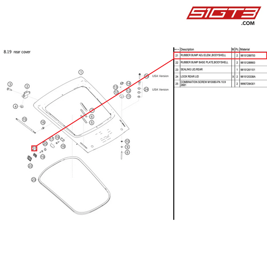 RUBBER BUMP ADJ.ELEM.,BODYSHELL - 98151289700 [PORSCHE 718 Cayman GT4 RS Clubsport]