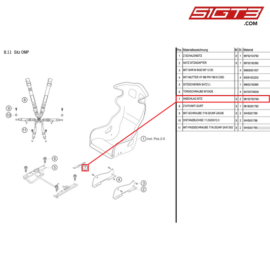 STOP SEAT - 9815219319A [PORSCHE Cayman 981 GT4 Clubsport]