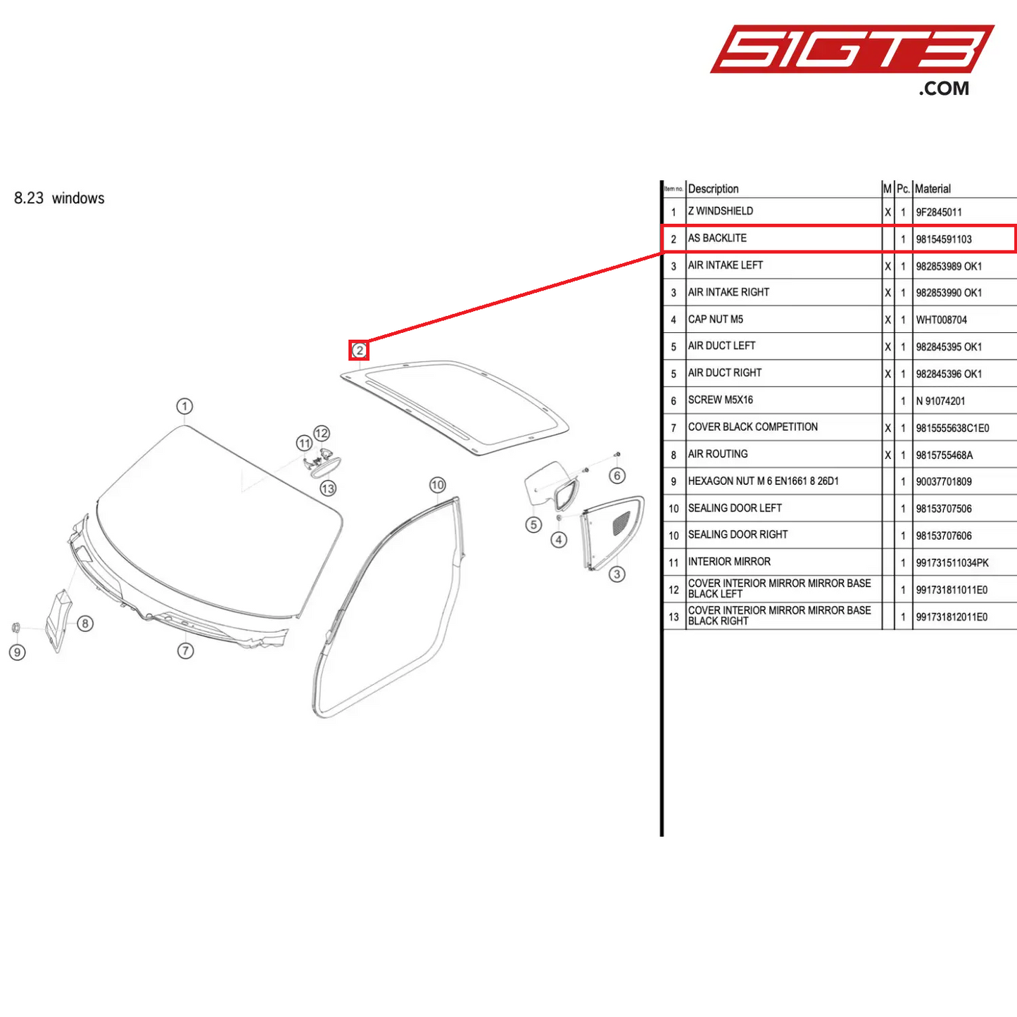 AS BACKLITE - 98154591103 [PORSCHE 718 Cayman GT4 RS Clubsport]