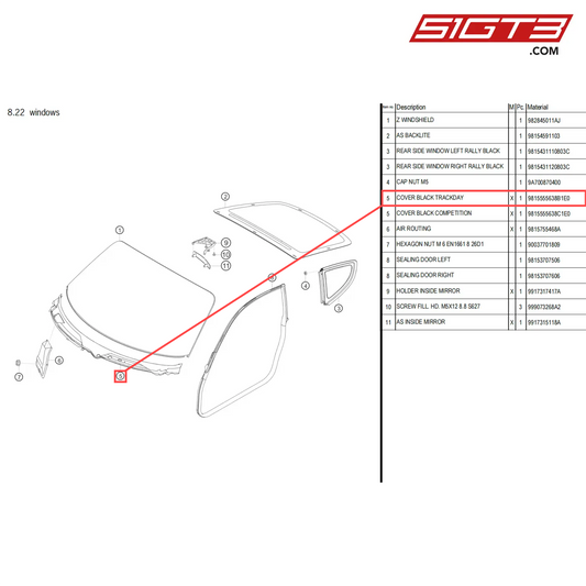 COVER BLACK TRACKDAY - 9815555638B1E0 [PORSCHE 718 Cayman GT4 Clubsport]