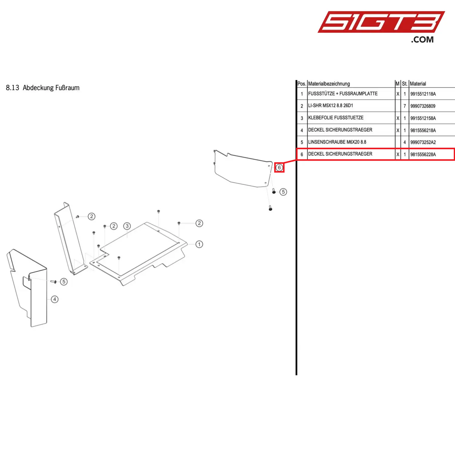 LID FUSE CARRIER - 9815556228A [PORSCHE Cayman 981 GT4 Clubsport]