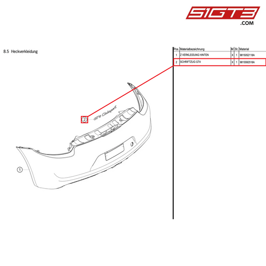 LOGO GT4 - 9815592518A [PORSCHE Cayman 981 GT4 Clubsport]