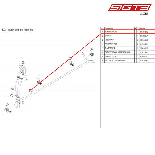 AS HEATER TUBE - 98157218102 [PORSCHE 718 Cayman GT4 Clubsport]