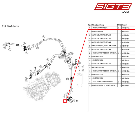 AS PRESSURE LINE FLOOR,REAR - 9815730948A [PORSCHE Cayman 981 GT4 Clubsport]