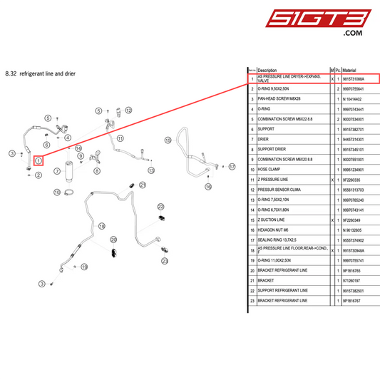 AS PRESSURE LINE DRYER->EXPANS.VALVE - 9815731088A [PORSCHE 718 Cayman GT4 Clubsport]