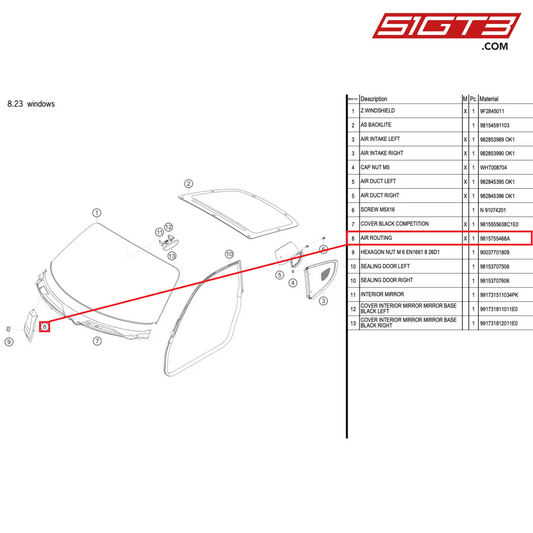 AIR ROUTING - 9815755468A [PORSCHE 718 Cayman GT4 RS Clubsport]