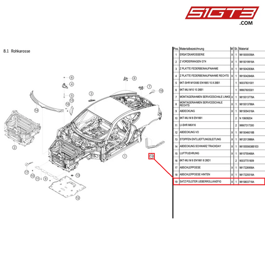 SET,BOLSTER SAFETY CAGE - 9815803718A [PORSCHE Cayman 981 GT4 Clubsport]