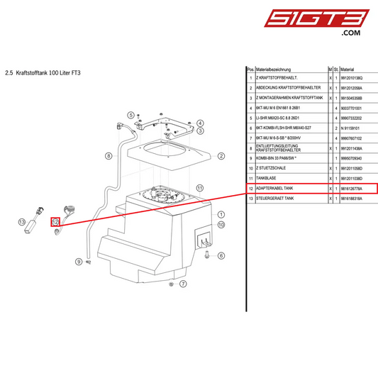 ADAPTER CABLE TANK - 9816126778A [PORSCHE Cayman 981 GT4 Clubsport]