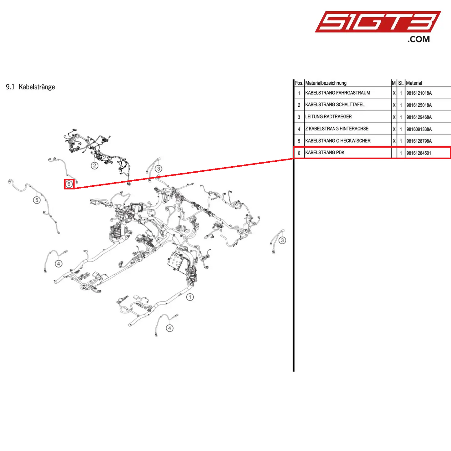 CABLE LOOM PTC - 98161284501 [PORSCHE Cayman 981 GT4 Clubsport]