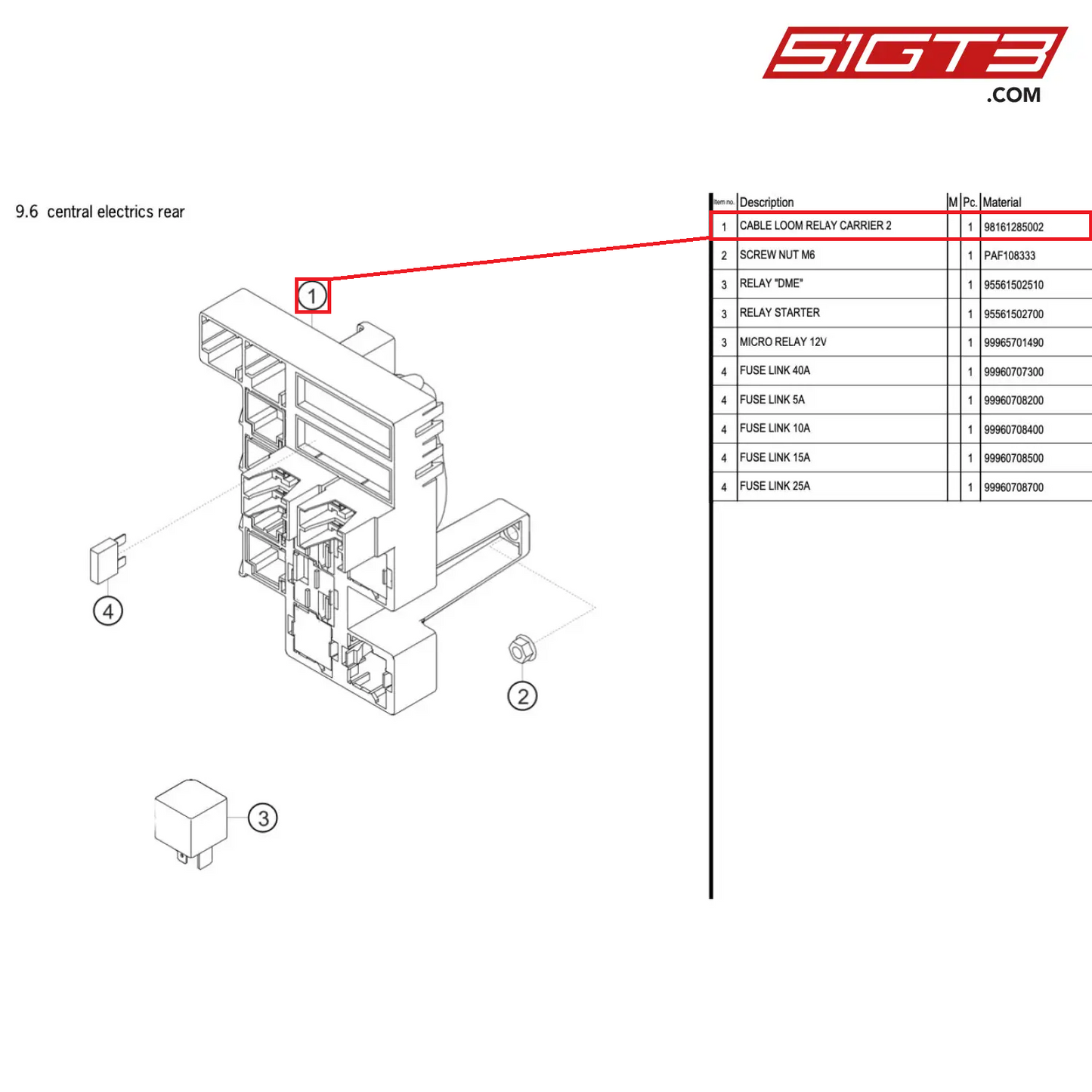 CABLE LOOM RELAY CARRIER 2 - 98161285002 [PORSCHE 718 Cayman GT4 Clubsport]