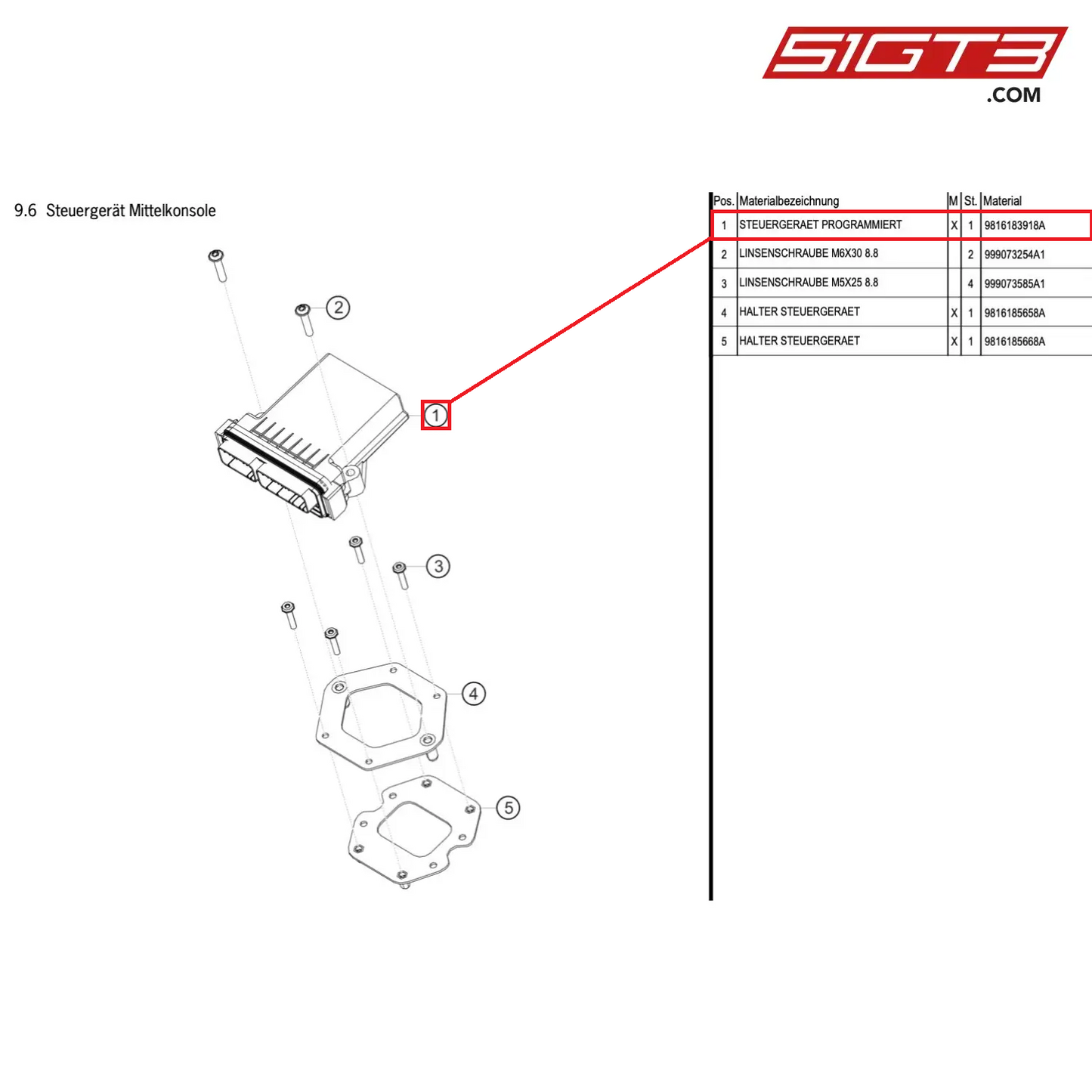 CONTROL UNIT - 9816183918A [PORSCHE Cayman 981 GT4 Clubsport]