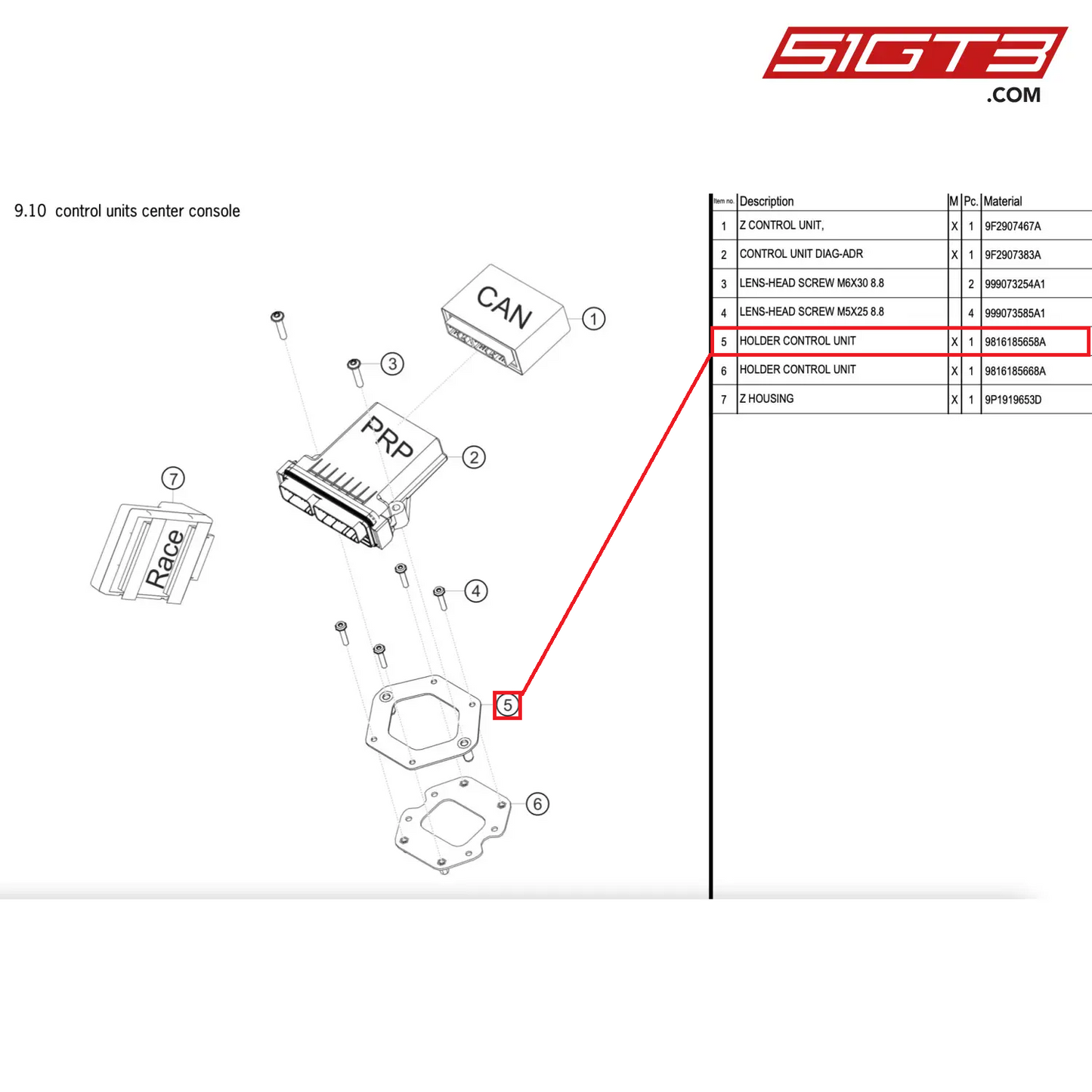 HOLDER CONTROL UNIT - 9816185658A [PORSCHE 911 GT2 RS Clubsport]