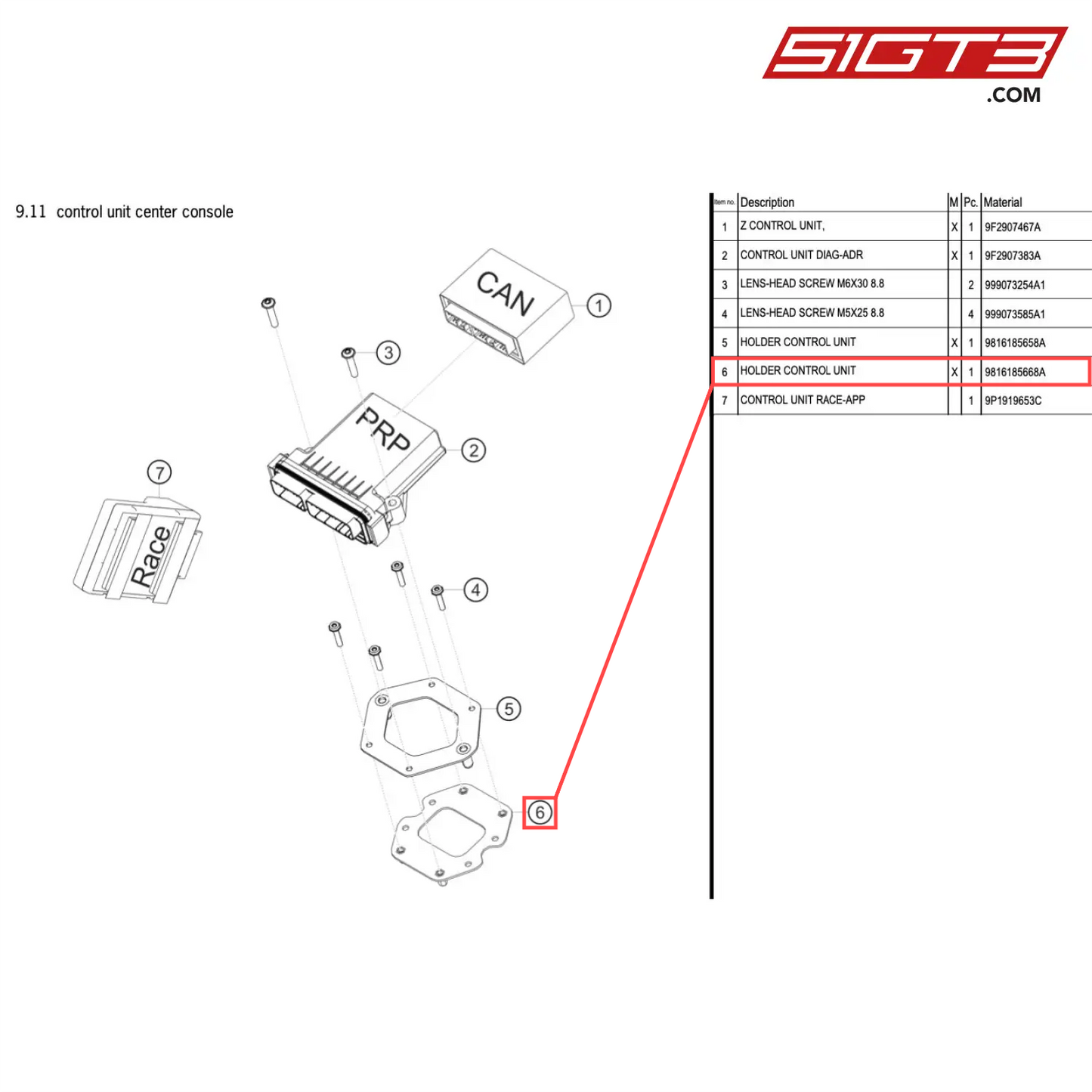 HOLDER CONTROL UNIT - 9816185668A [PORSCHE 718 Cayman GT4 Clubsport]