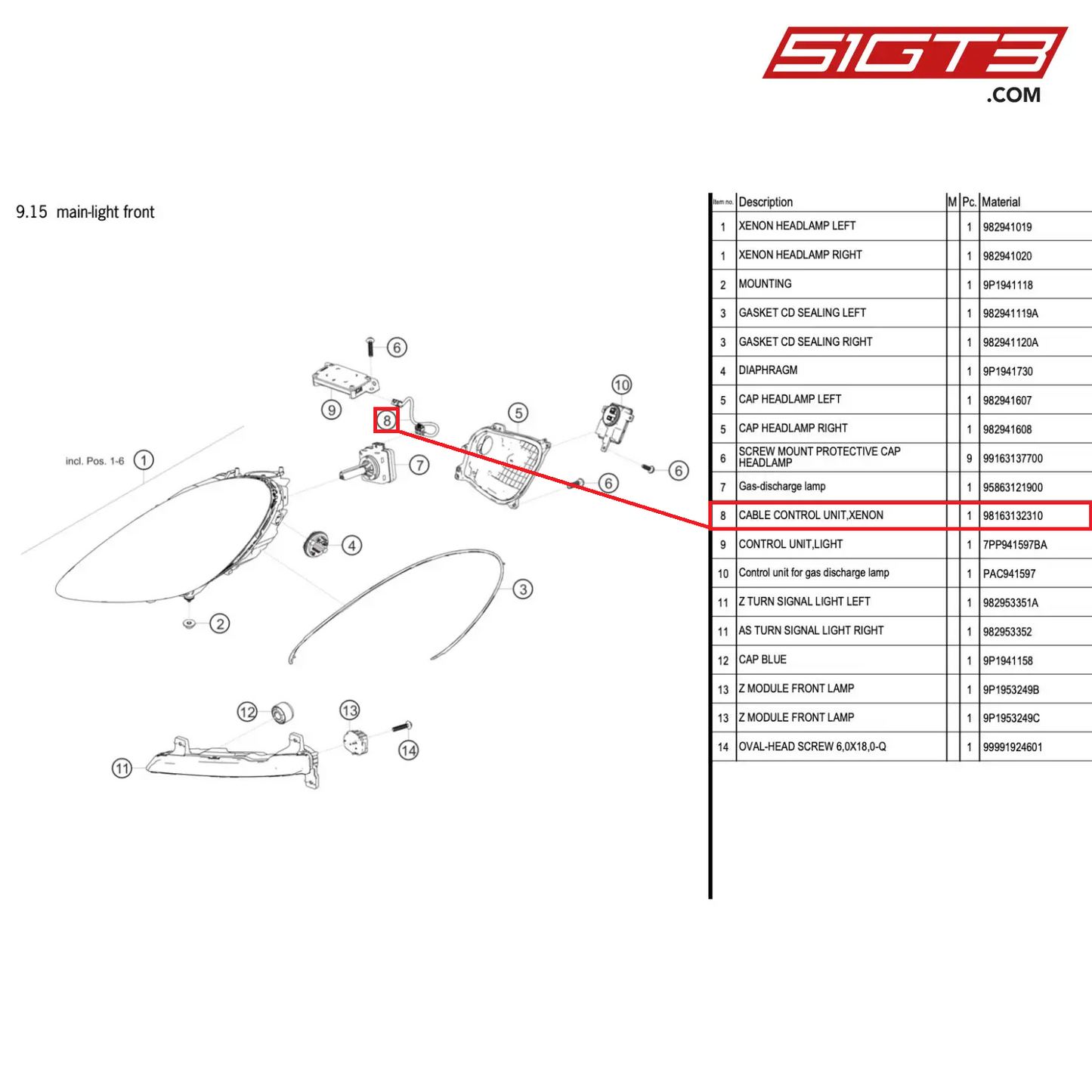 CABLE CONTROL UNIT,XENON - 98163132310 [PORSCHE 718 Cayman GT4 RS Clubsport]