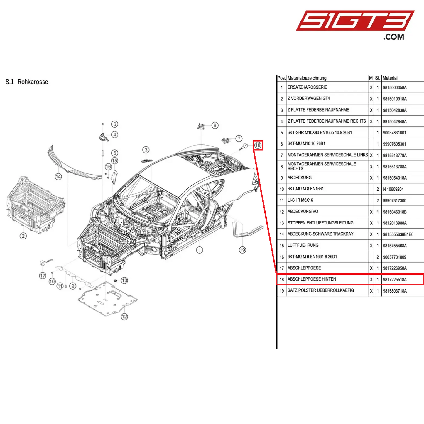 TOWING LUG REAR - 9817225518A [PORSCHE Cayman 981 GT4 Clubsport]