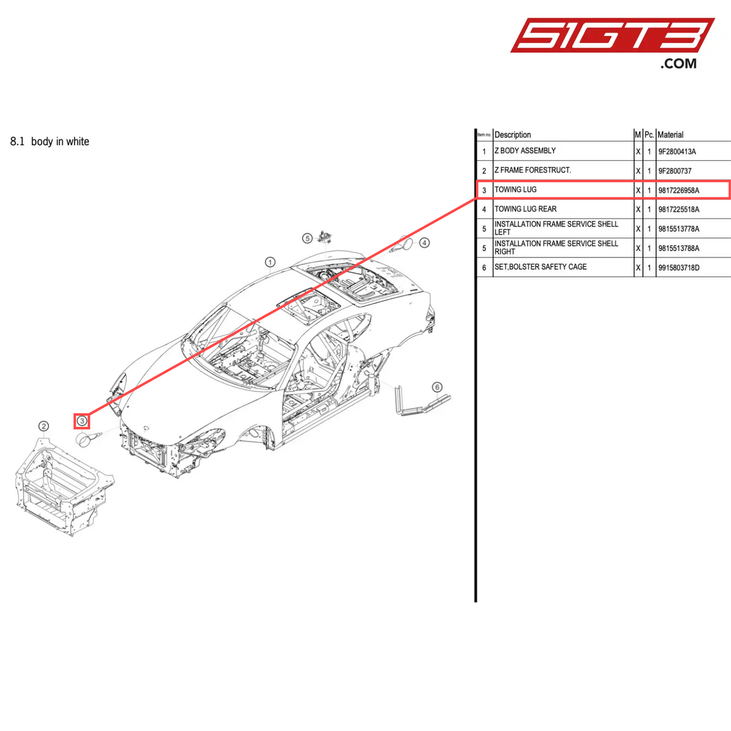 TOWING LUG - 9817226958A [PORSCHE 718 Cayman GT4 RS Clubsport]