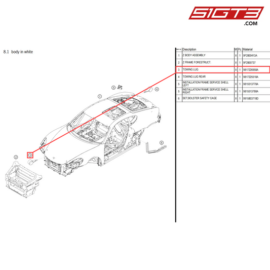 TOWING LUG - 9817226958A [PORSCHE 718 Cayman GT4 Clubsport]