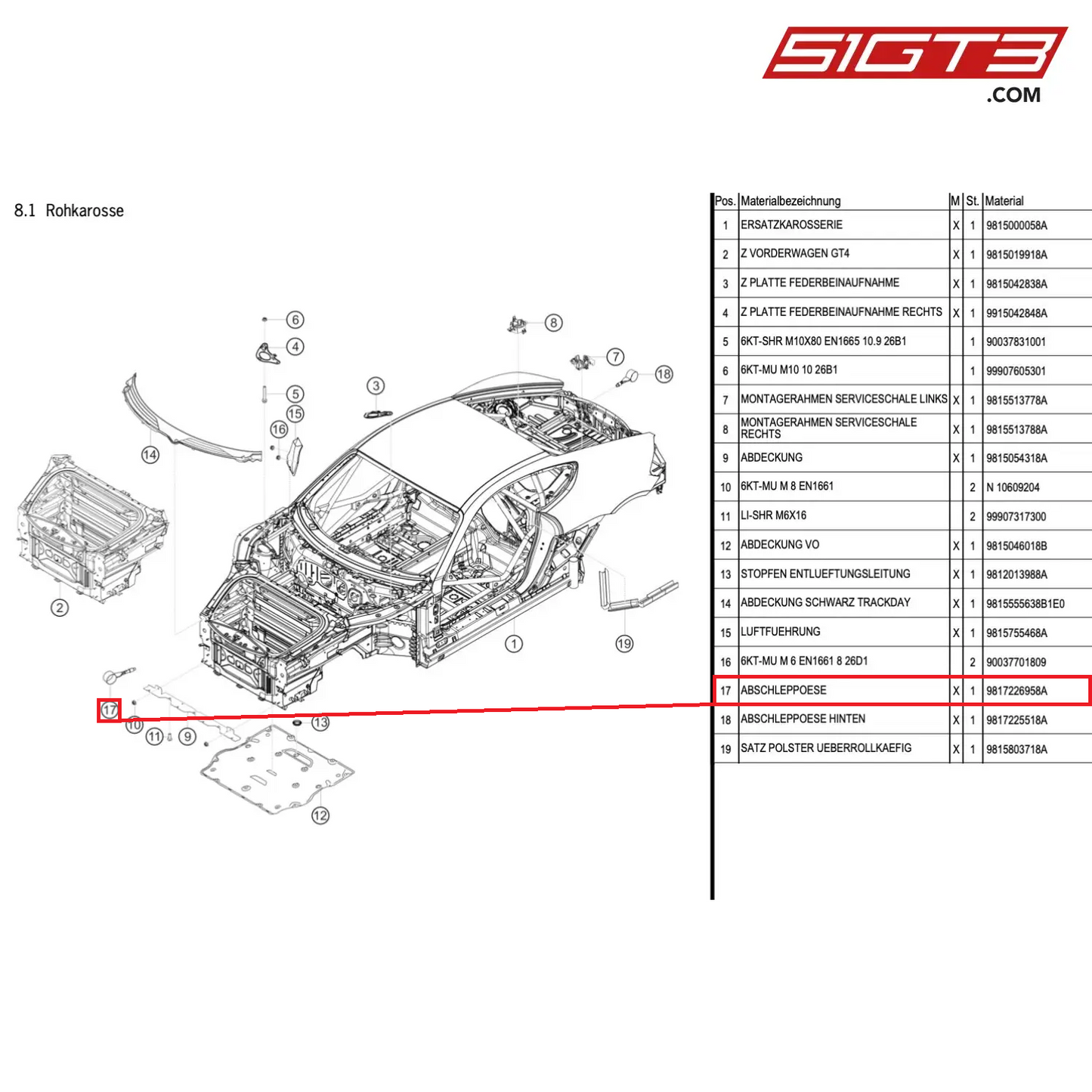 TOWING LUG - 9817226958A [PORSCHE Cayman 981 GT4 Clubsport]