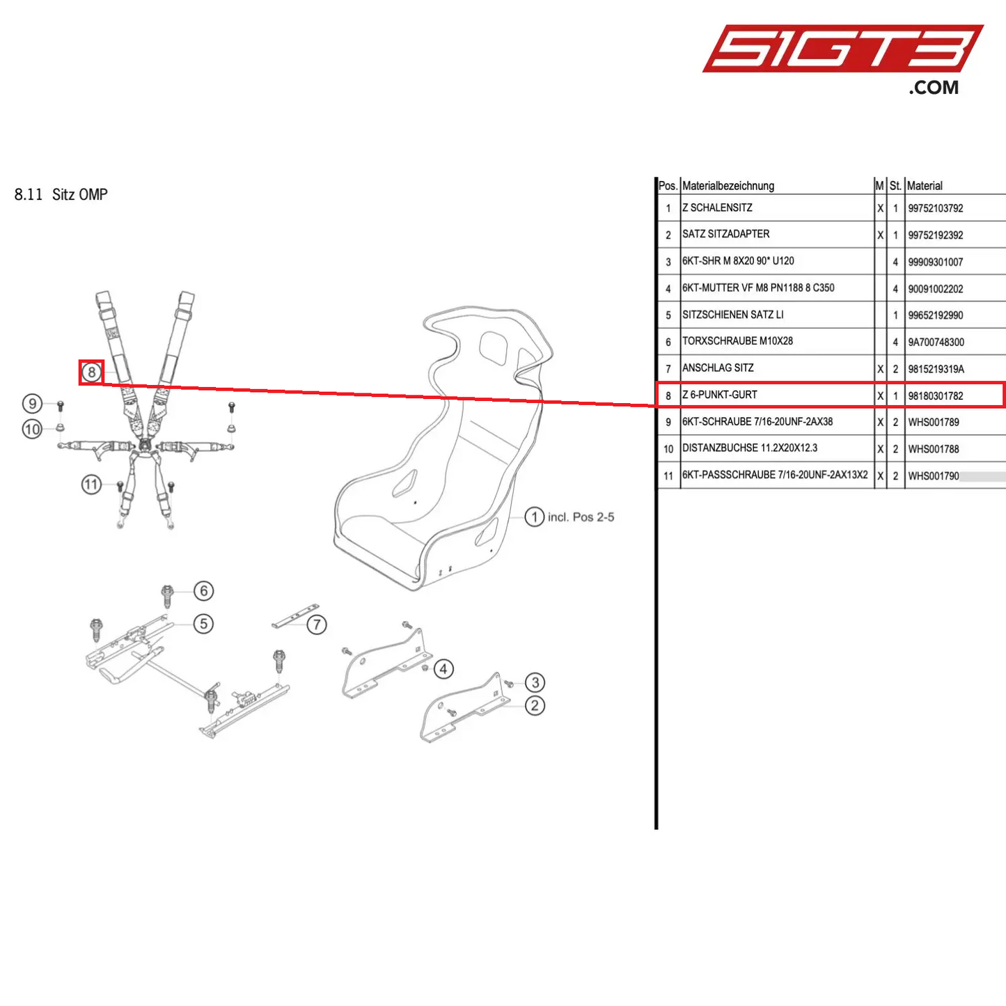 AS 6-POINT BELT - 98180301782 [PORSCHE Cayman 981 GT4 Clubsport]