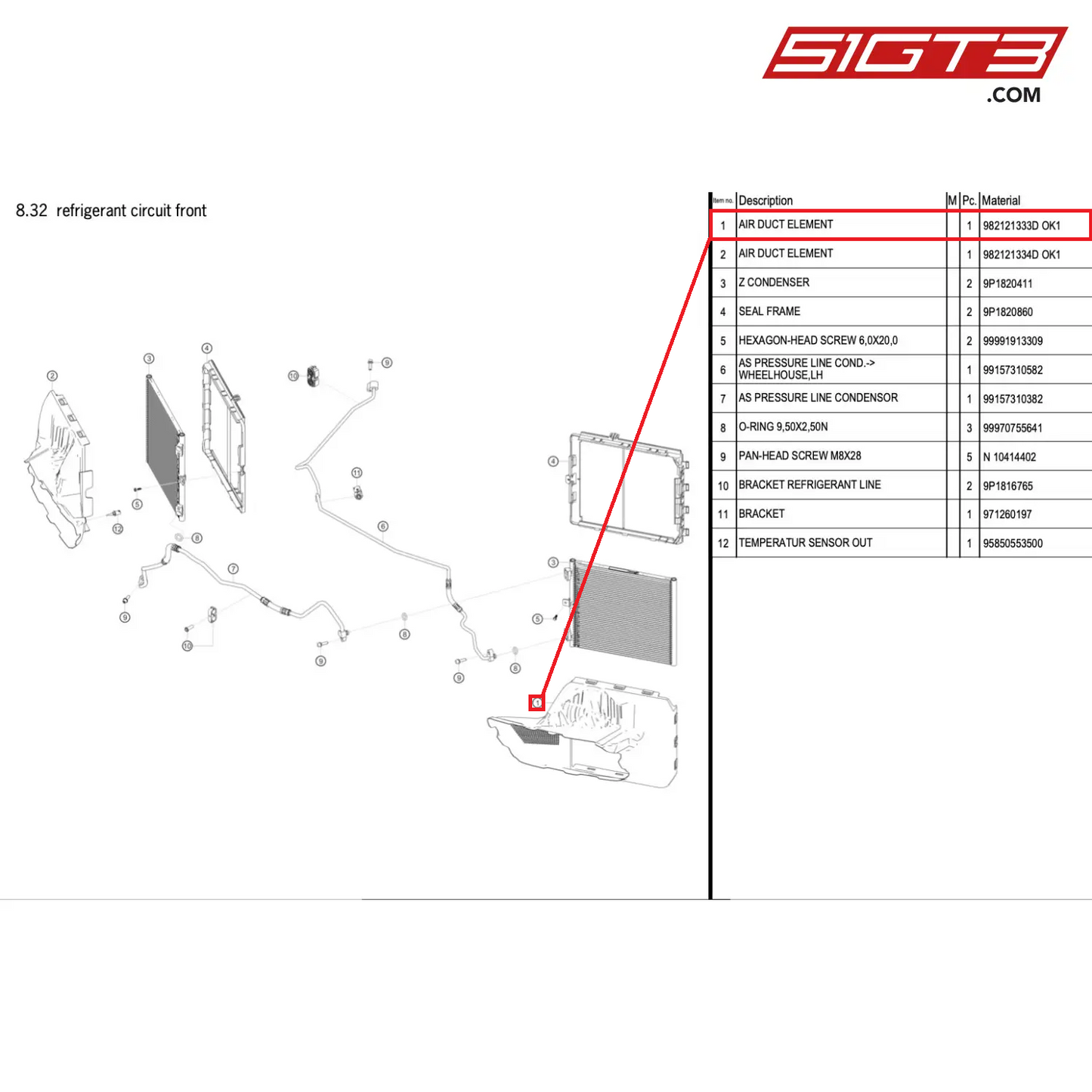 AIR DUCT ELEMENT - 982121333D OK1 [PORSCHE 718 Cayman GT4 RS Clubsport]